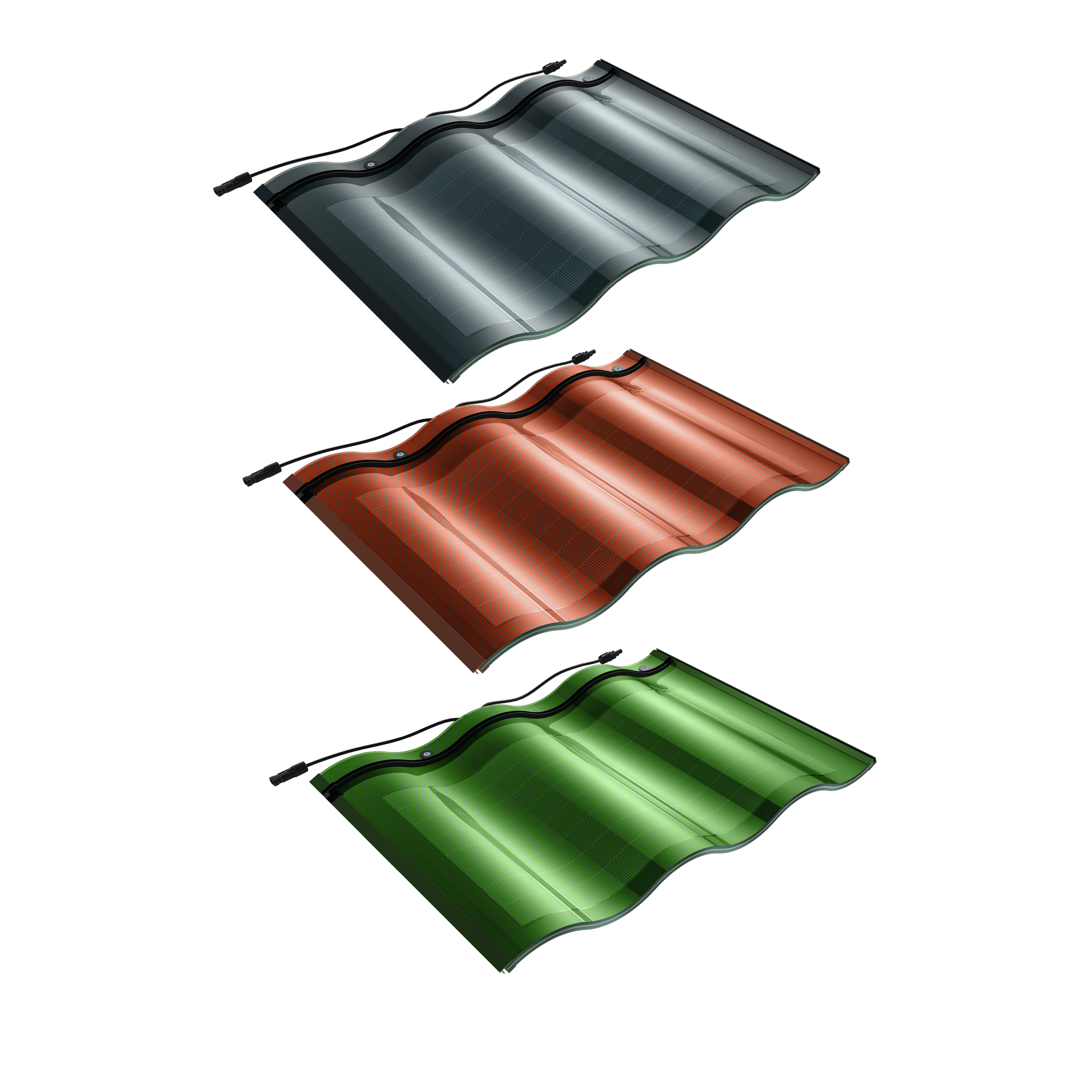 Colored Solar Three Curved Roof Tile